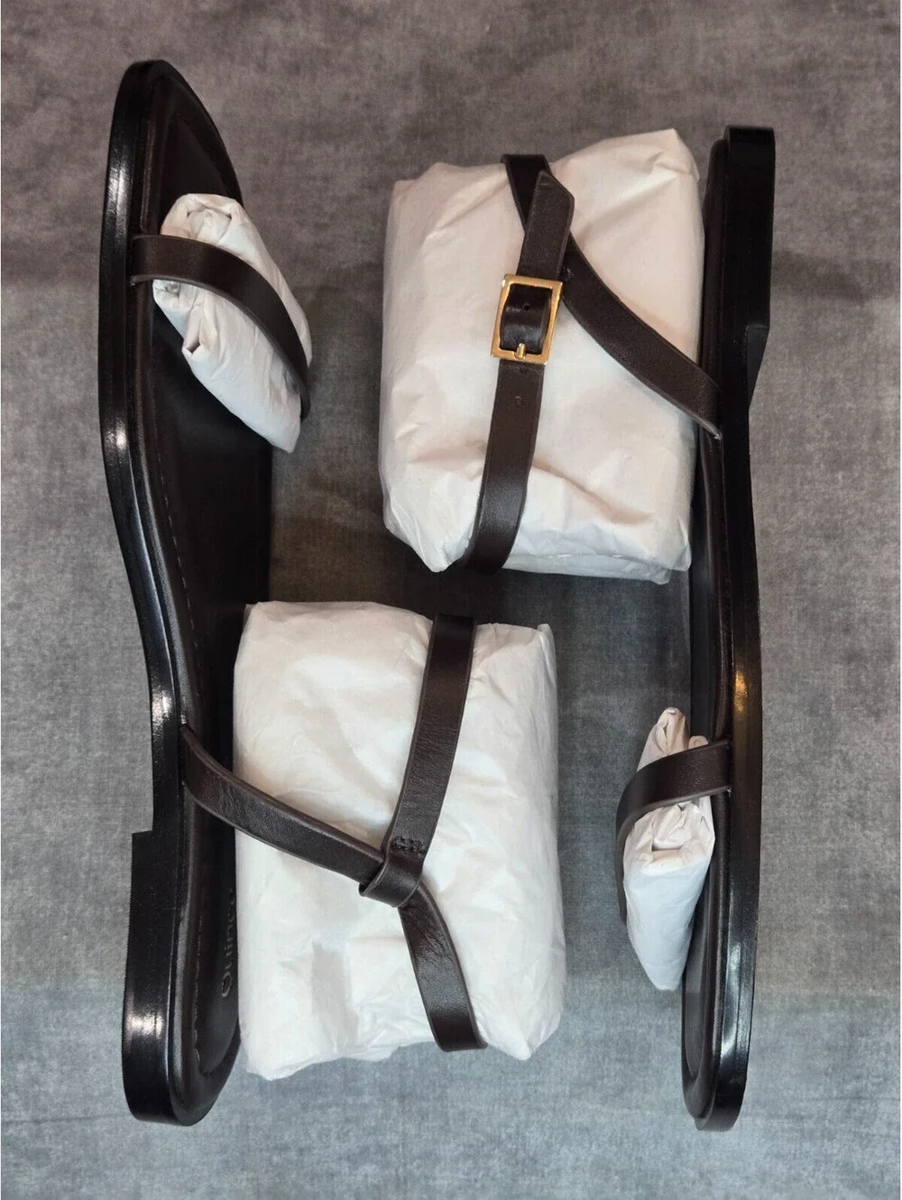 Quince Italian Leather Ankle Strap Flat Sandal - Coffee Bean - Women's 7.5 NEW